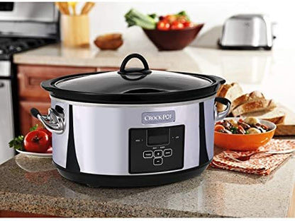 Crock-Pot 7 Quart Programmable Slow Cooker – Polished Platinum S23U